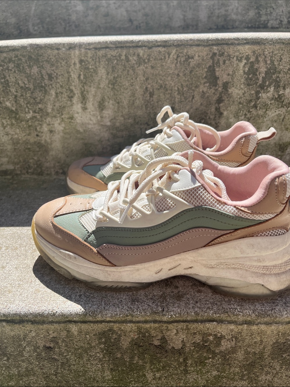 Call It Spring Pink and Green Platform Sneakers